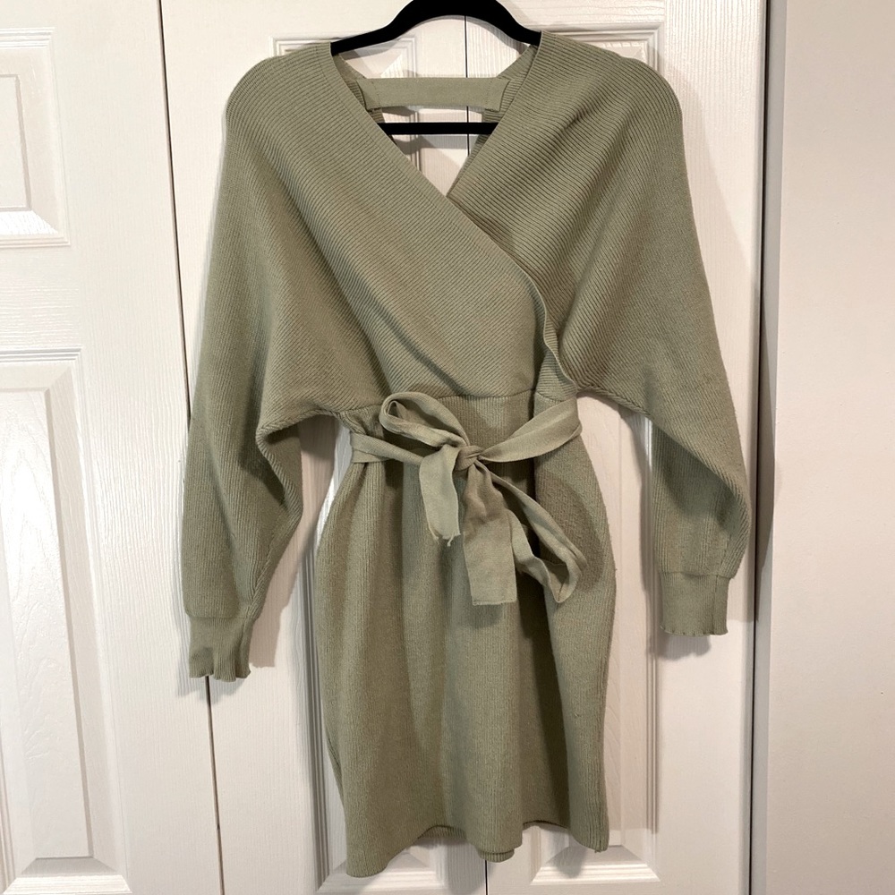 Sage green sweater dress